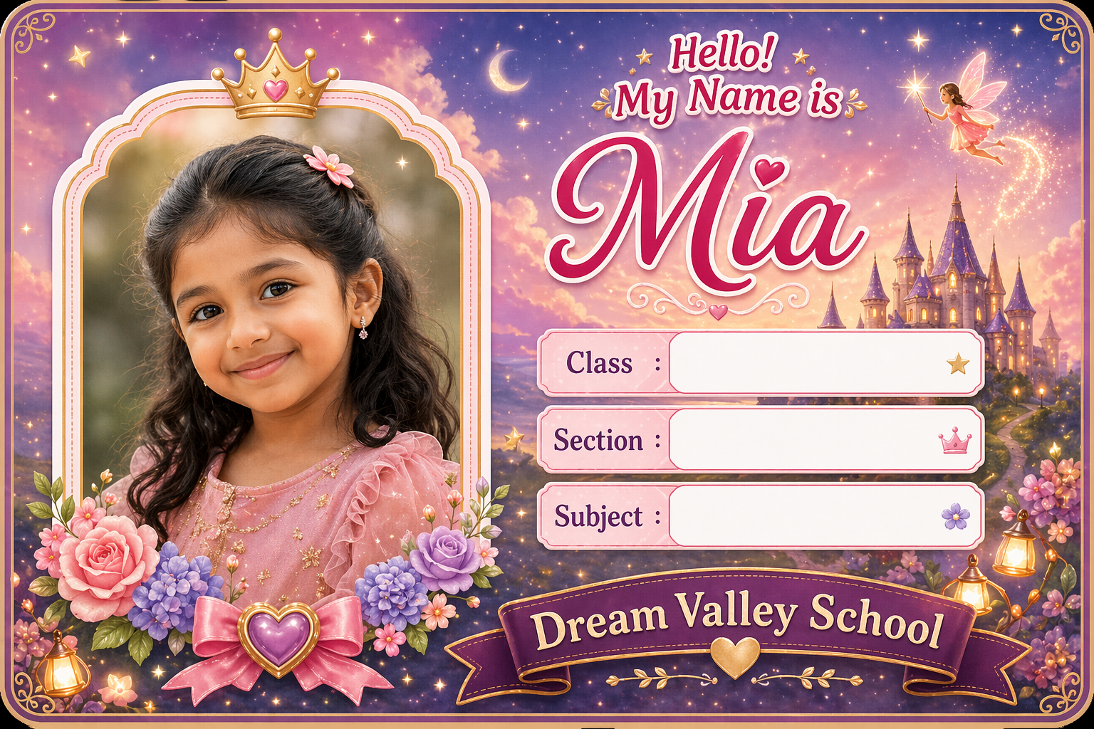 Anything-you-wish name set — sample design